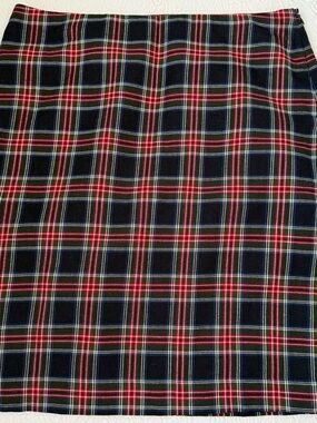 Talbots Navy Plaid Pencil Skirt with Red & Blue Windowpane